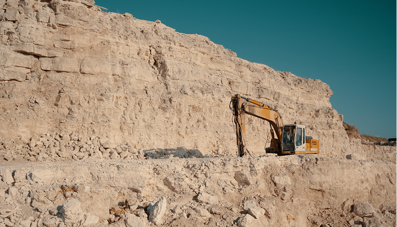 quarry site with excavator