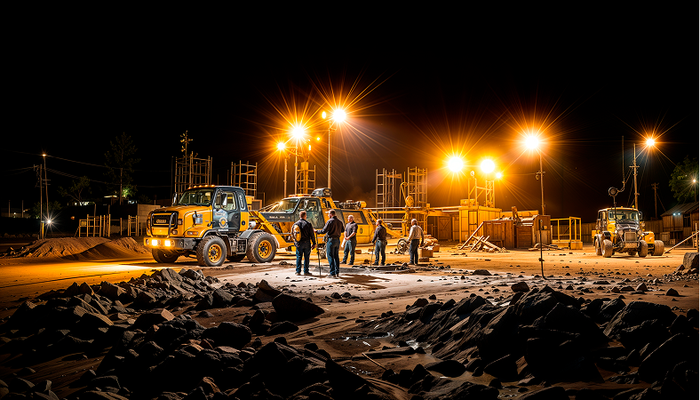 engineers gathered in quarry site